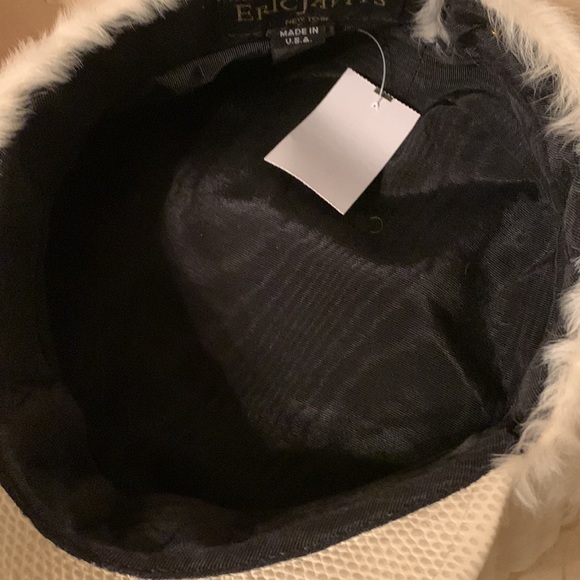 ERIC JAVITS PERSIAN CAP IN OFF WHITE ITALIAN LAMB FUR WITH LOGO BUCKLE PACKABLE - Picture 12 of 15